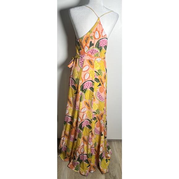 Anthropologie x Hutch Yellow Floral Hi-Lo Chiffon Maxi Wrap Dress Size Small EUC - Picture 8 of 13